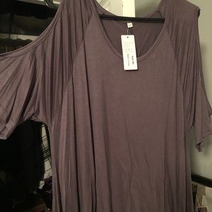 Women’s grey shoulder cut out shirt